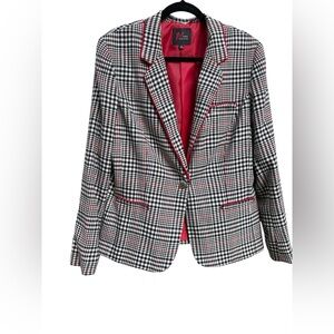 JM Collection Black and White Blazer with Red Accents